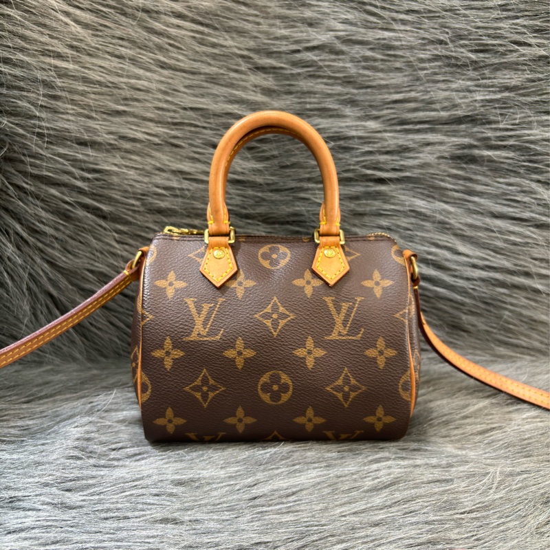 LV M61252 NANO SPEEDY 原花老花字紋迷你 手提包肩背包斜背包波士頓包 M81085可參考 斷貨款-0