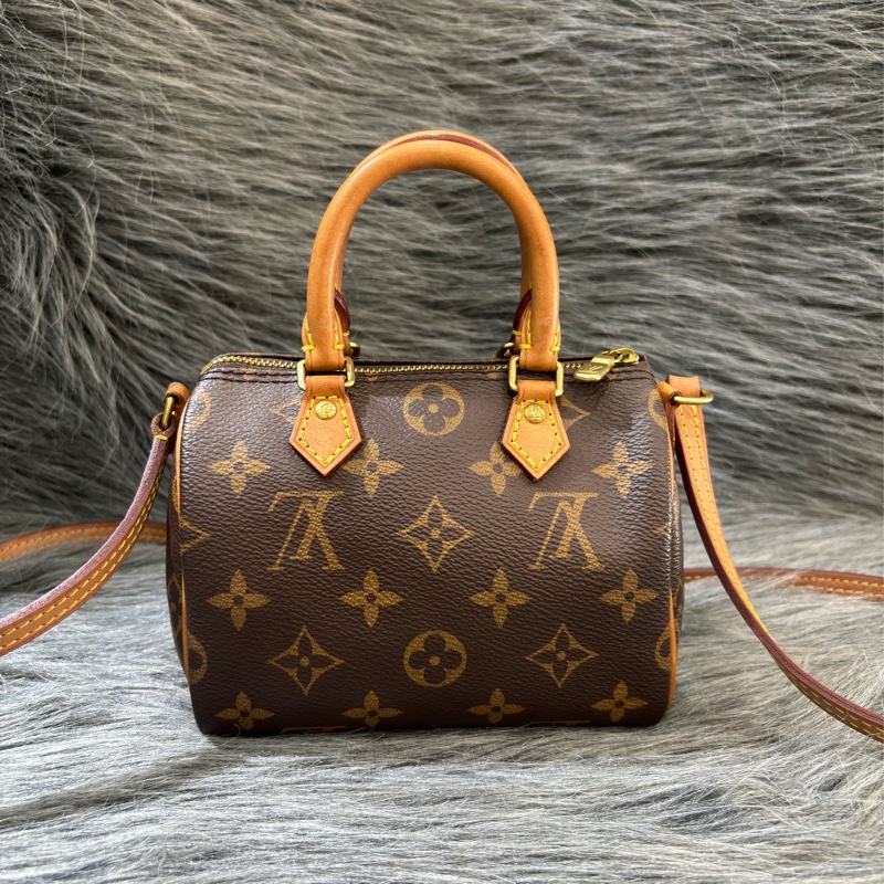 LV M61252 NANO SPEEDY 原花老花字紋迷你 手提包肩背包斜背包波士頓包 M81085可參考 斷貨款-4