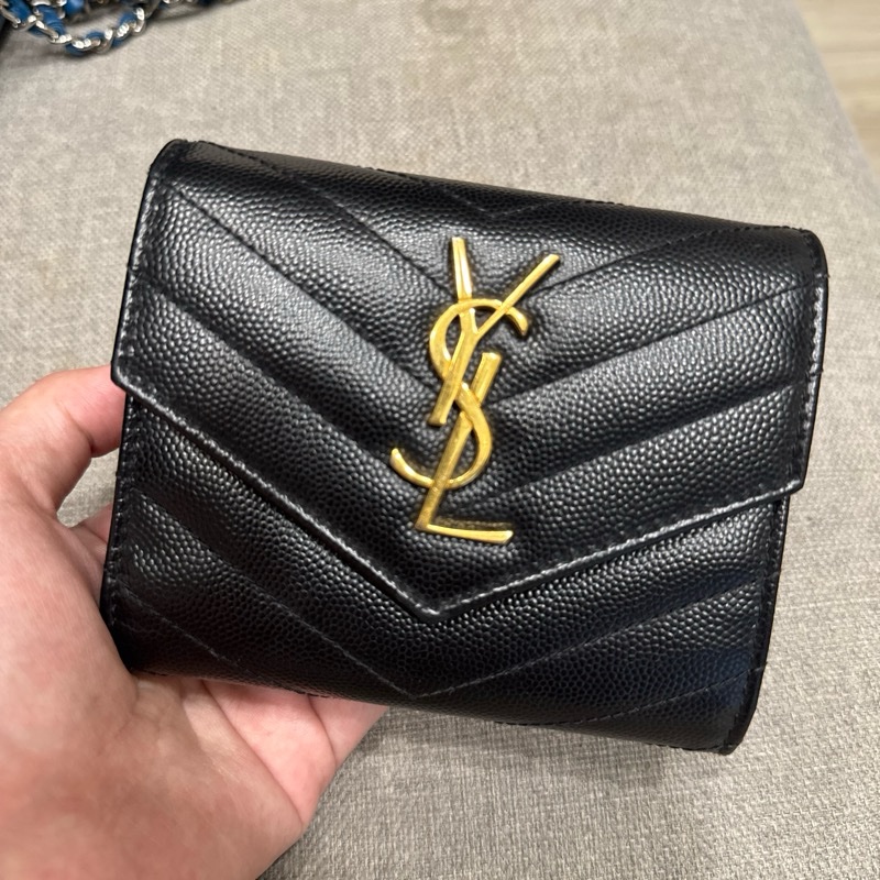 YSL 黑金魚子醬短夾-11