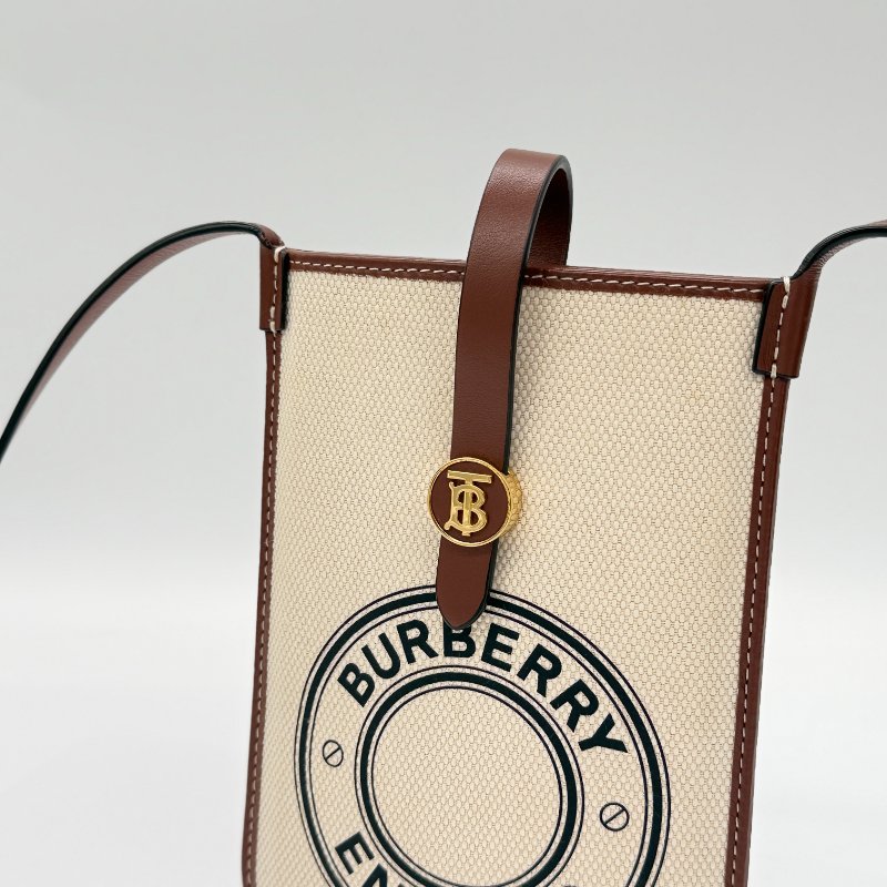 BURBERRY 巴寶莉 新款標誌圖案 棉質帆布 手機保護套附背帶-3