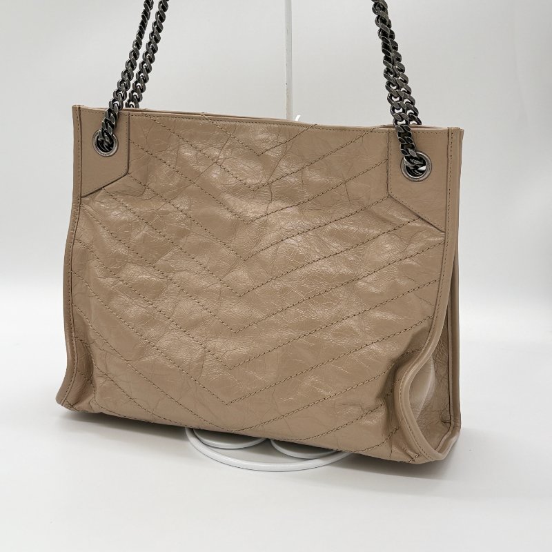 SAINT LARUENT NIKI 奶茶色 牛皮 山形紋 購物袋 電腦包 單肩包-2