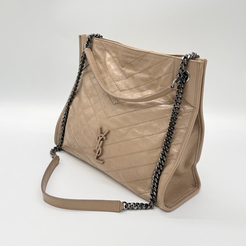 SAINT LARUENT NIKI 奶茶色 牛皮 山形紋 購物袋 電腦包 單肩包-3