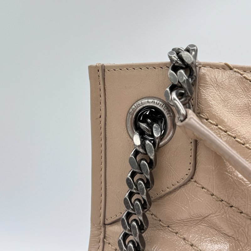 SAINT LARUENT NIKI 奶茶色 牛皮 山形紋 購物袋 電腦包 單肩包-9