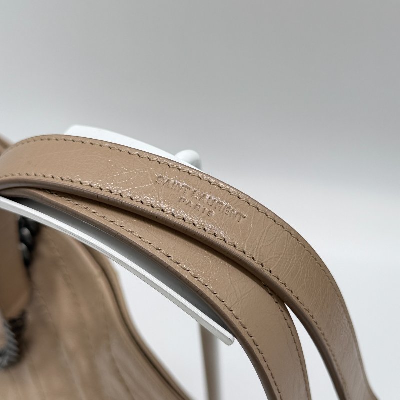 SAINT LARUENT NIKI 奶茶色 牛皮 山形紋 購物袋 電腦包 單肩包-10