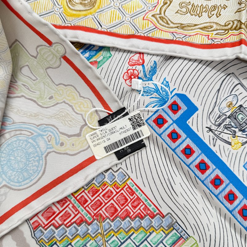 (全新品)HERMES 愛馬仕 彩色 城市景觀 大方絲巾 90cm* 90cm-2