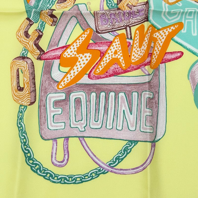 (全新品)HERMES 愛馬仕 復古霓虹燈 方絲巾 45cm* 45cm-3