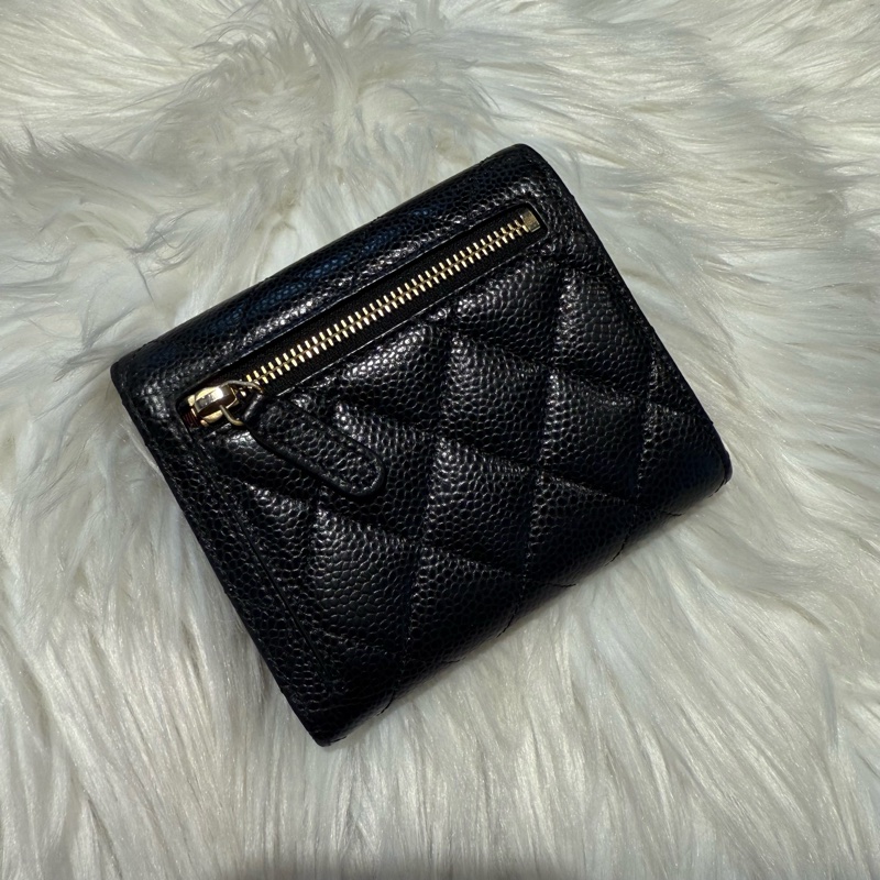 香奈兒 黑金荔枝三折短夾 經典短夾 錢包-5
