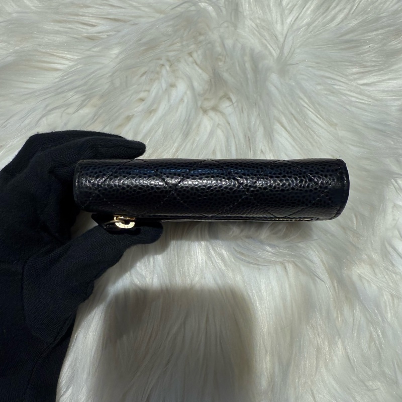 香奈兒 黑金荔枝三折短夾 經典短夾 錢包-6