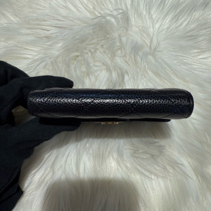 香奈兒 黑金荔枝三折短夾 經典短夾 錢包-7