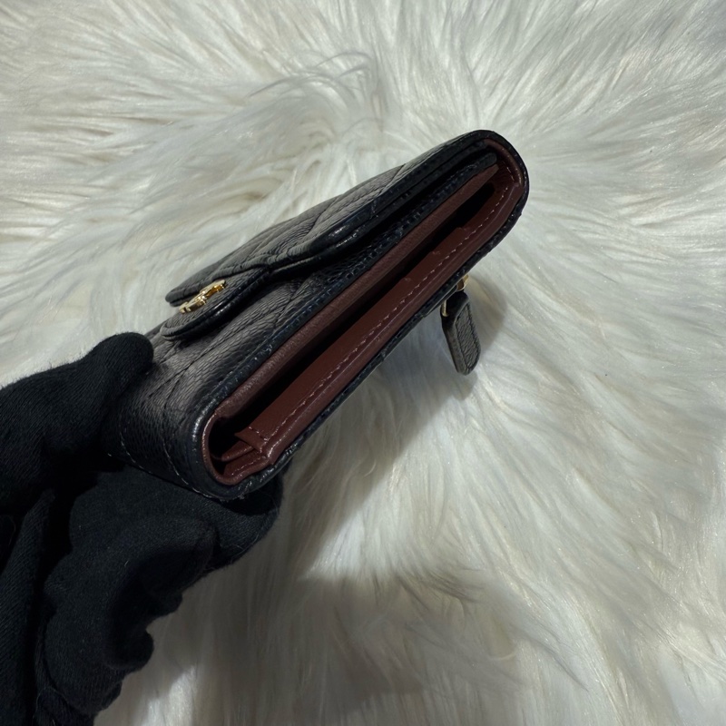 香奈兒 黑金荔枝三折短夾 經典短夾 錢包-8