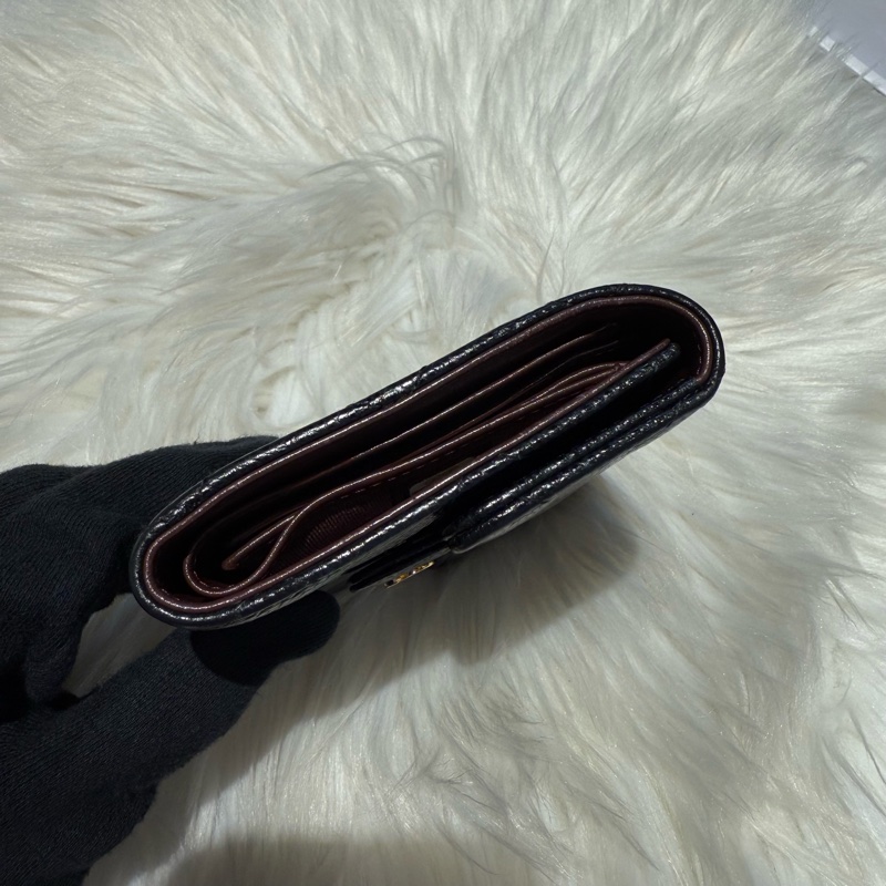 香奈兒 黑金荔枝三折短夾 經典短夾 錢包-9