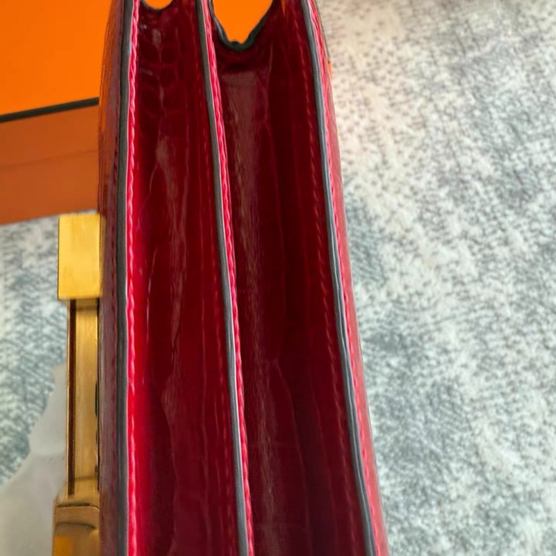 愛馬仕 Hermes Mini Constance 19 mini 95 法拉利紅 亮面鰐魚 C刻 原始成色 很好-6