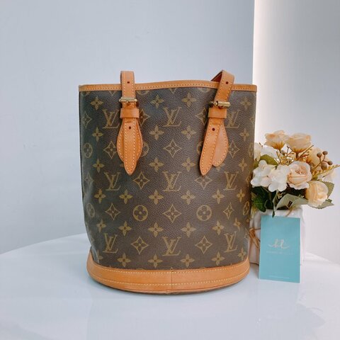 MS0307 路易威登 中古 水桶 老花 帆布Louis Vuitton M42238 Petit Bucket Monogram Canvas x GHW