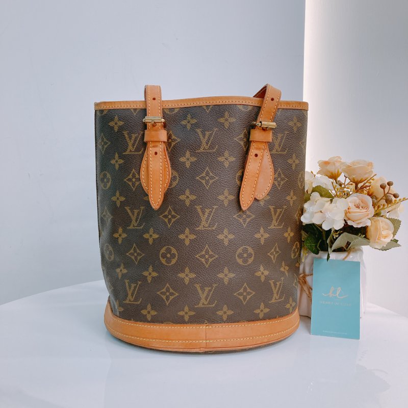 MS0307 路易威登 中古 水桶 老花 帆布Louis Vuitton M42238 Petit Bucket Monogram Canvas x GHW-0