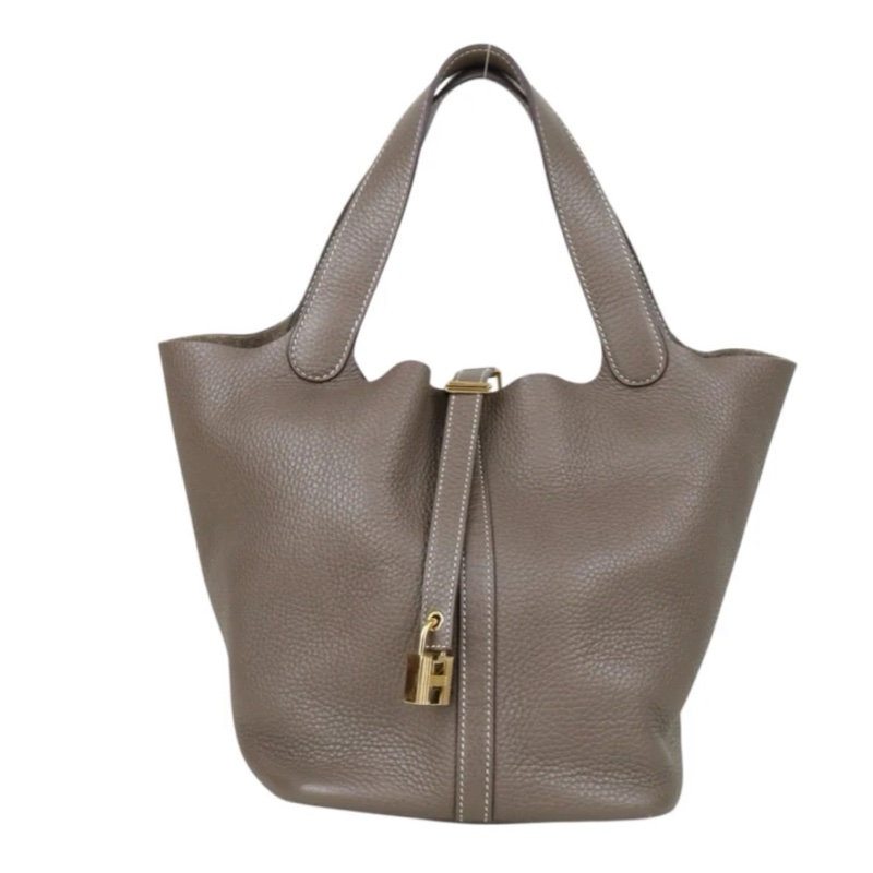 「JL精品代購」9新 Hermes 菜籃子大象灰22-0