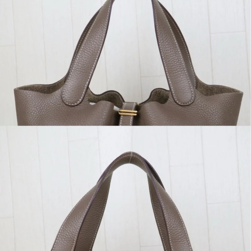 「JL精品代購」9新 Hermes 菜籃子大象灰22-5