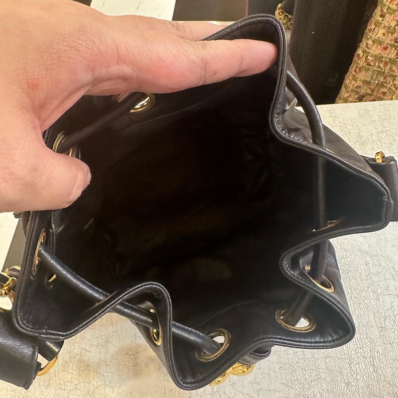 香奈兒 CHANEL vintage 雙C Logo 金球真皮鏈條水桶包 斜背包 子母包-8