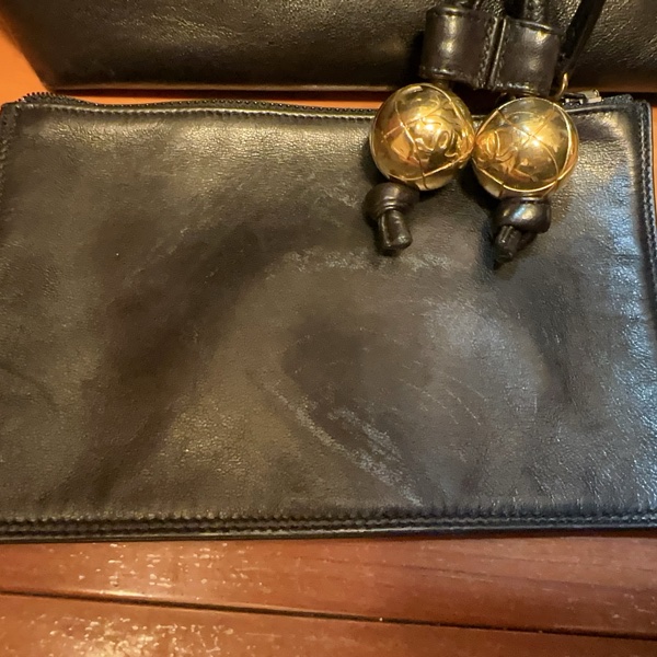 香奈兒 CHANEL vintage 雙C Logo 金球真皮鏈條水桶包 斜背包 子母包-11