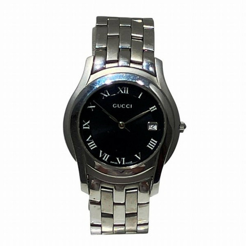 Gucci 5500M 男士石英手錶，黑色錶盤