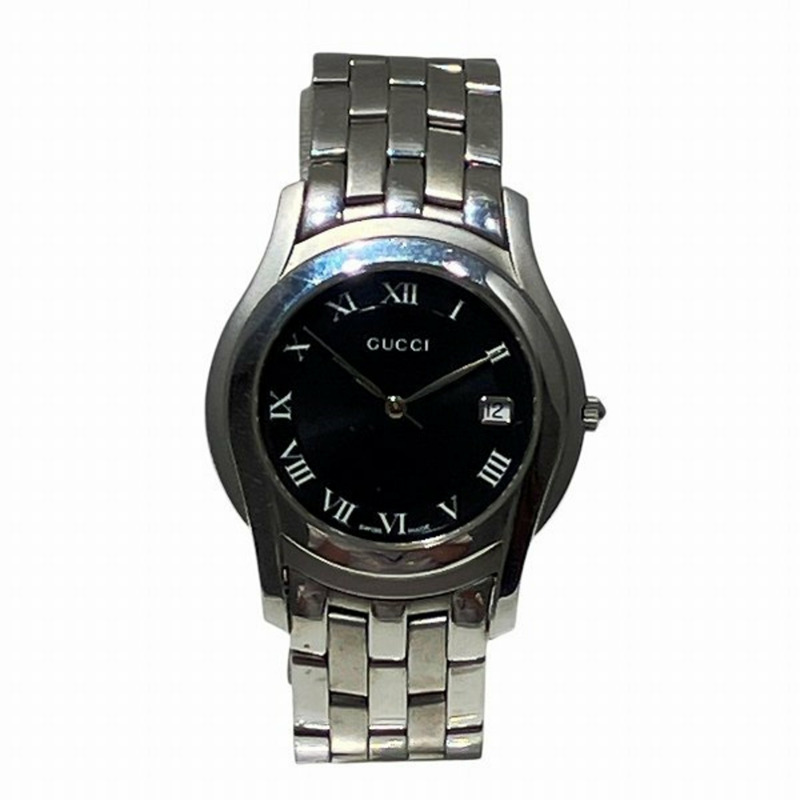 Gucci 5500M 男士石英手錶,黑色錶盤-0