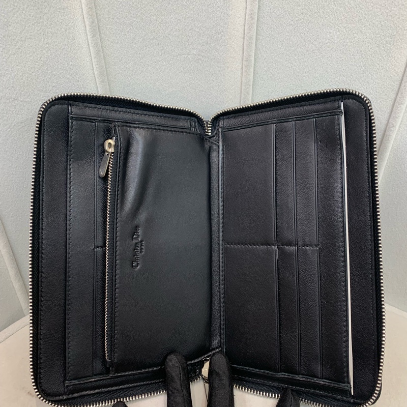 Dior 迪奧 黑色羊皮銀扣長夾X228-8