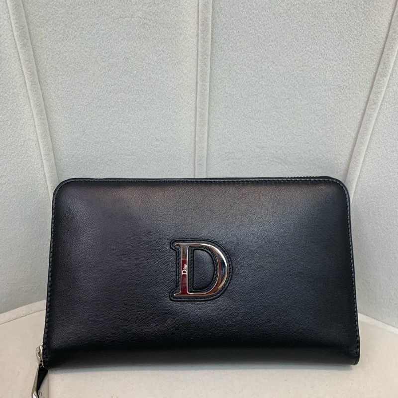 Dior 迪奧 黑色羊皮銀扣長夾X228-10