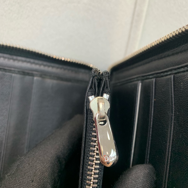 Dior 迪奧 黑色羊皮銀扣長夾X228-21