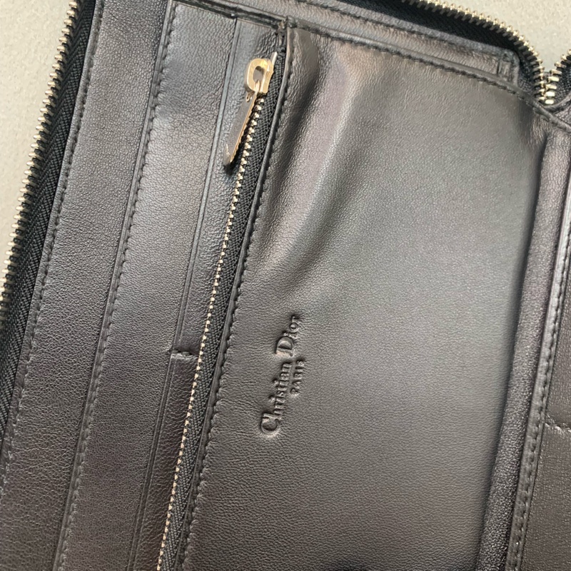 Dior 迪奧 黑色羊皮銀扣長夾X228-34
