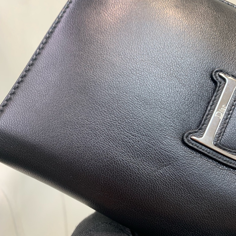 Dior 迪奧 黑色羊皮銀扣長夾X228-37