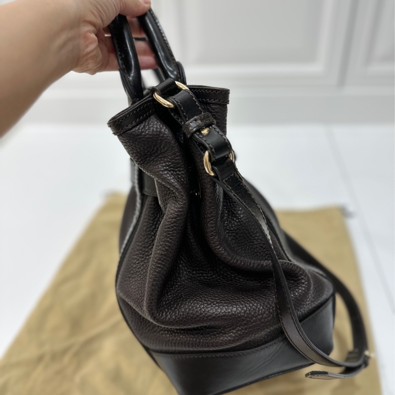 BURBERRY 咖啡 牛皮 鎖頭 手提包 肩背包 斜背包 側背包 公事包 文件包-8