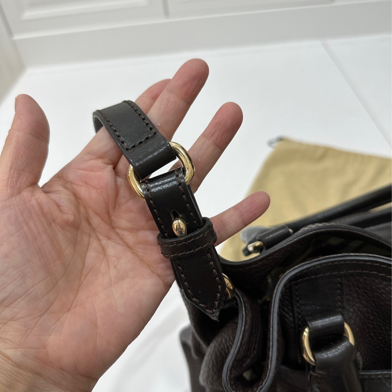 BURBERRY 咖啡 牛皮 鎖頭 手提包 肩背包 斜背包 側背包 公事包 文件包-24