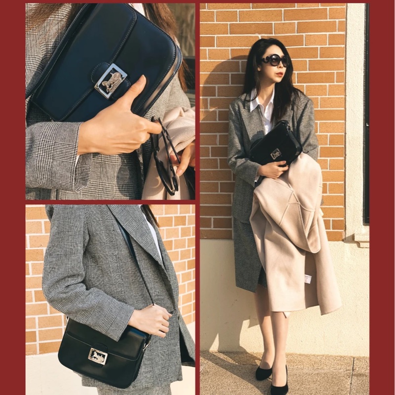 Celine Classic box 馬車扣 Vintage 深藍 豆腐包 斜背包 肩背包 側背包 手提包-3