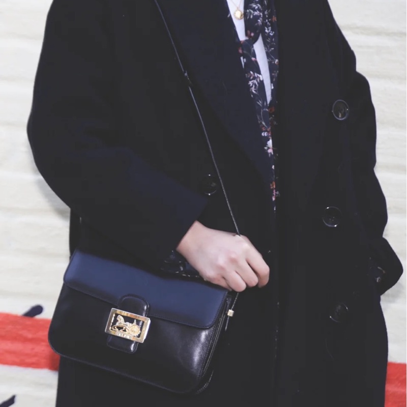 Celine Classic box 馬車扣 Vintage 深藍 豆腐包 斜背包 肩背包 側背包 手提包-6