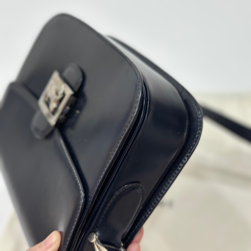 Celine Classic box 馬車扣 Vintage 深藍 豆腐包 斜背包 肩背包 側背包 手提包-12