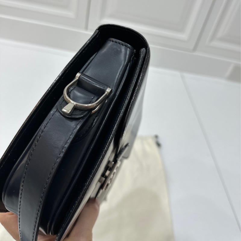 Celine Classic box 馬車扣 Vintage 深藍 豆腐包 斜背包 肩背包 側背包 手提包-16