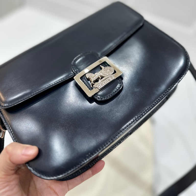 Celine Classic box 馬車扣 Vintage 深藍 豆腐包 斜背包 肩背包 側背包 手提包-19