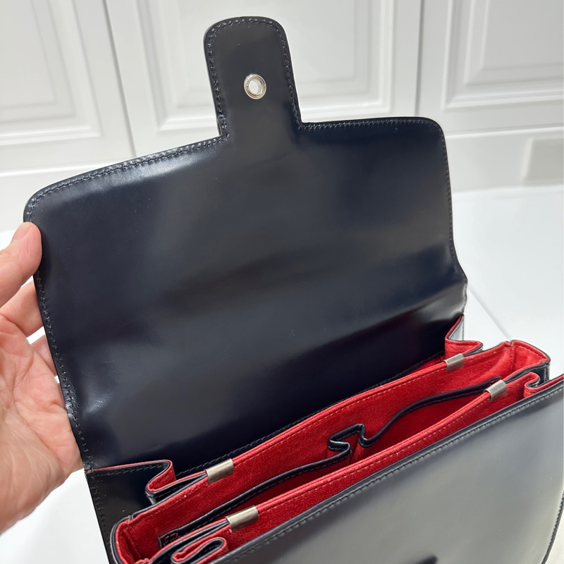 Celine Classic box 馬車扣 Vintage 深藍 豆腐包 斜背包 肩背包 側背包 手提包-24