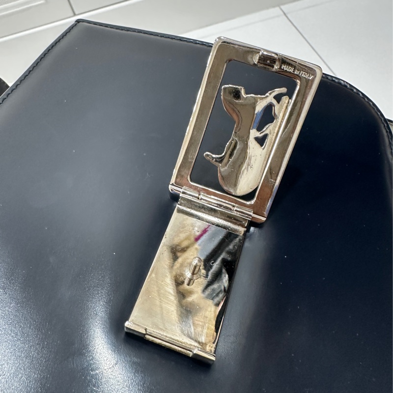Celine Classic box 馬車扣 Vintage 深藍 豆腐包 斜背包 肩背包 側背包 手提包-25