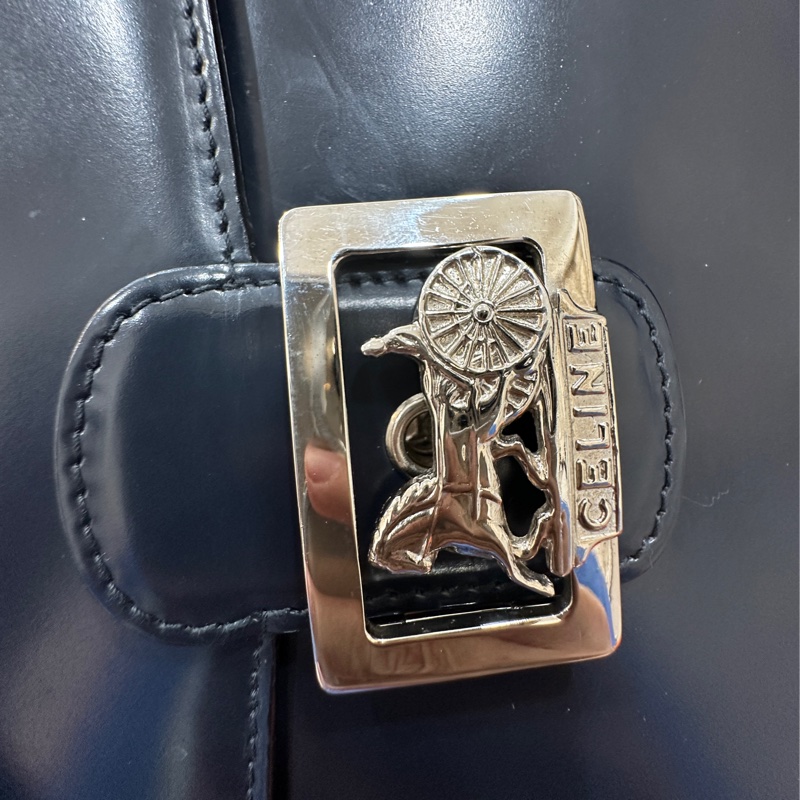 Celine Classic box 馬車扣 Vintage 深藍 豆腐包 斜背包 肩背包 側背包 手提包-28