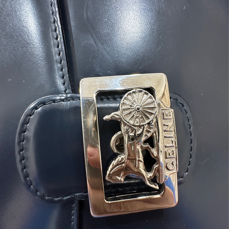 Celine Classic box 馬車扣 Vintage 深藍 豆腐包 斜背包 肩背包 側背包 手提包-44
