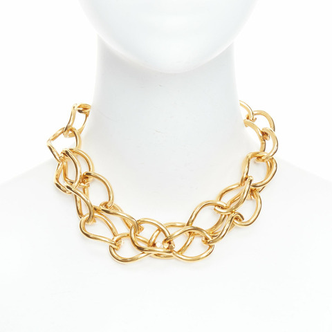 rare OLD CELINE Phoebe Philo gold double chain choker short necklace