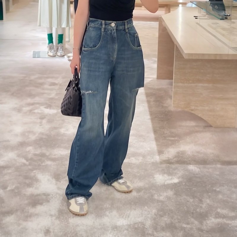 🎉當季好折扣✨Maison Margiela 女款刀割破裂效果寬鬆牛仔褲 深藍色 EU38/40/42-4