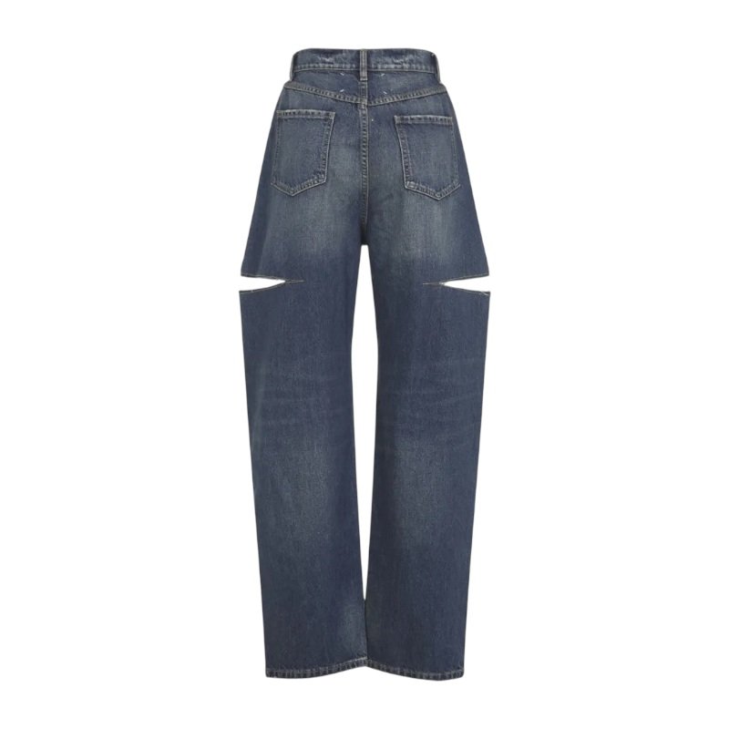🎉當季好折扣✨Maison Margiela 女款刀割破裂效果寬鬆牛仔褲 深藍色 EU38/40/42-7