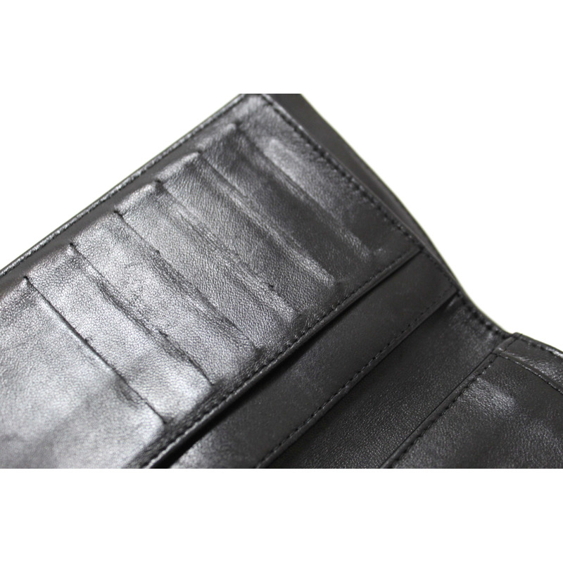 Chanel Black Quilted Lambskin Leather Trifold Flap Wallet-12