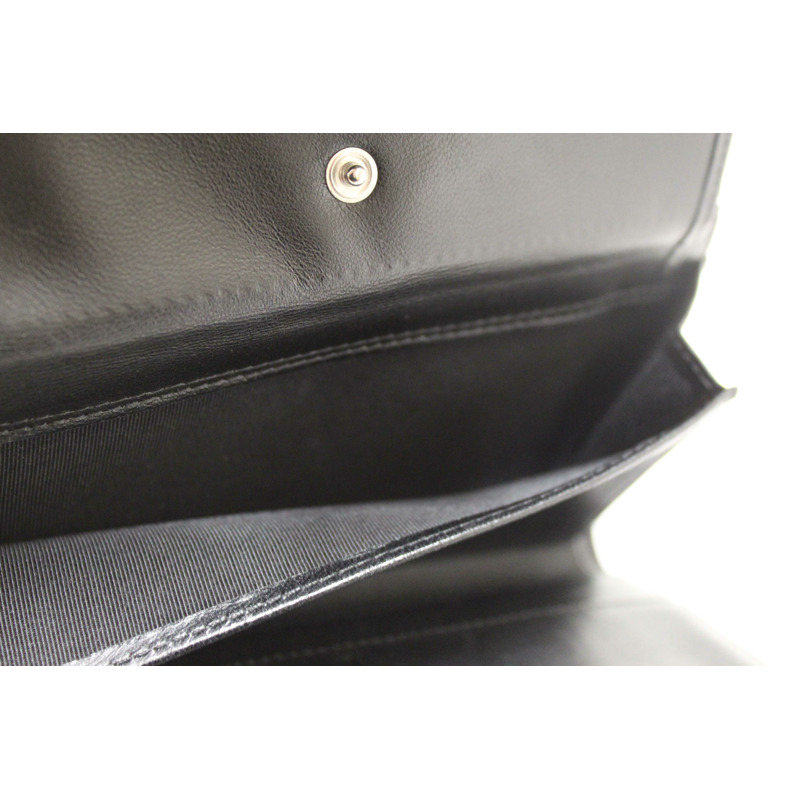 Chanel Black Quilted Lambskin Leather Trifold Flap Wallet-13