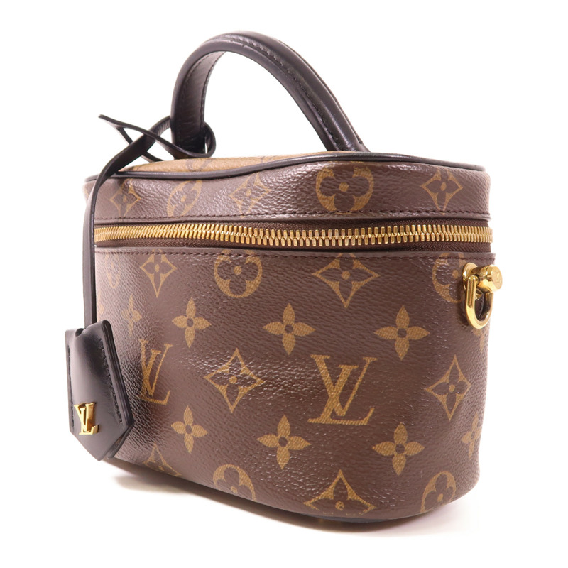 LOUIS VUITTON Monogram Reverse Vanity PM金扣手挽肩背兩用袋棕色-2