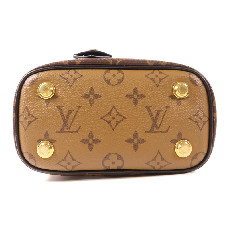 LOUIS VUITTON Monogram Reverse Vanity PM金扣手挽肩背兩用袋棕色-3