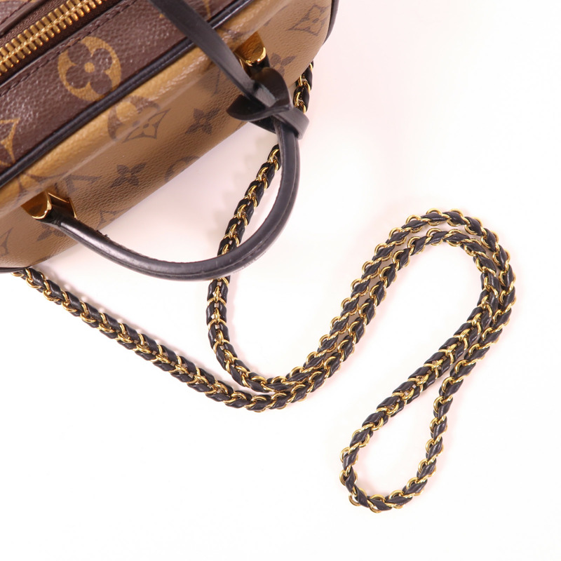 LOUIS VUITTON Monogram Reverse Vanity PM金扣手挽肩背兩用袋棕色-7