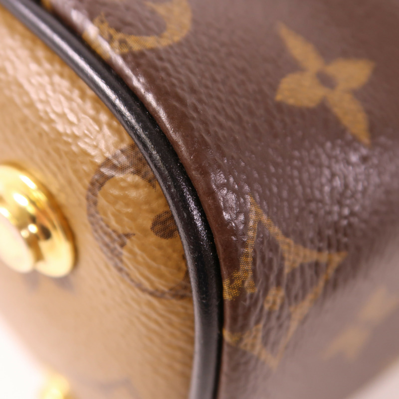 LOUIS VUITTON Monogram Reverse Vanity PM金扣手挽肩背兩用袋棕色-10