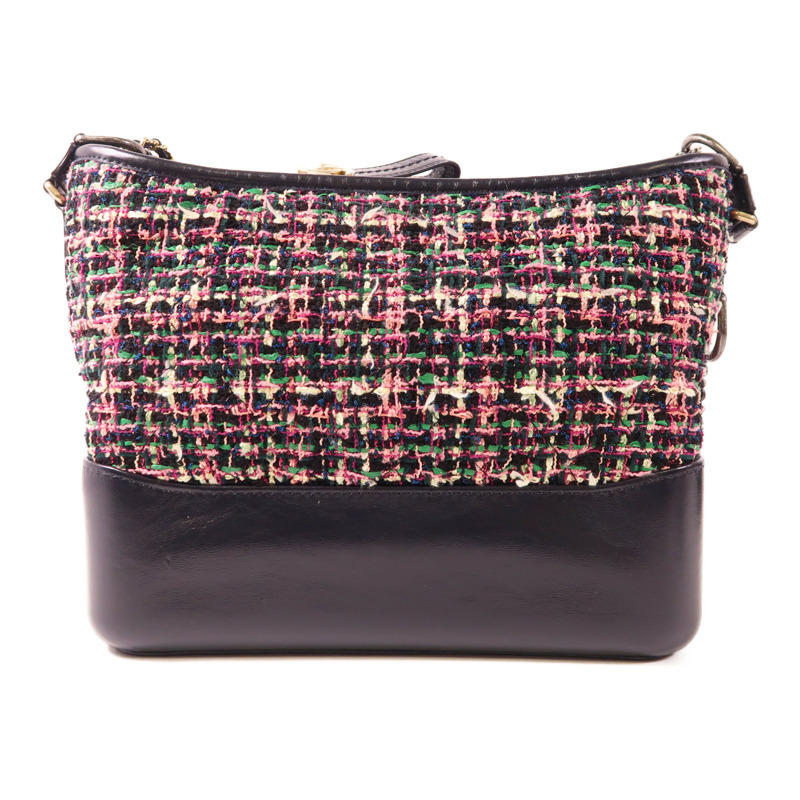 CHANEL 粗花呢/皮革Gabrielle Medium鏈帶肩背袋-1